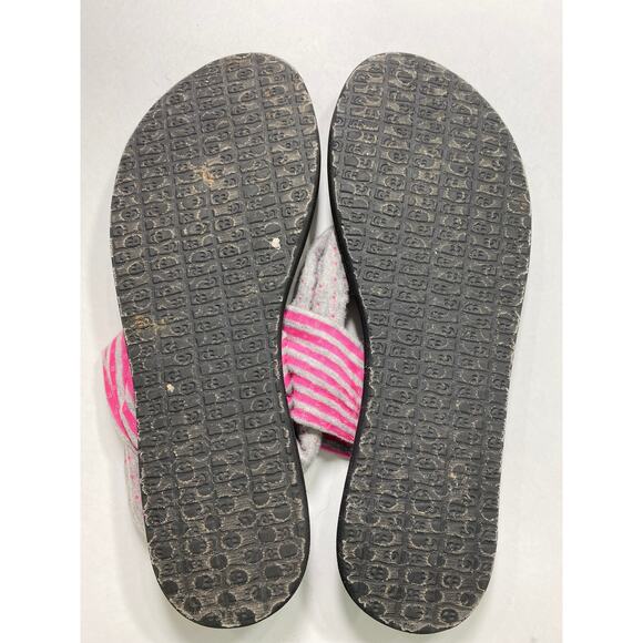 Sanuk Yoga Sling Back Sandals Womens Sz 9 Slip On Comfy Pink Polka Dot Stripes - Picture 6 of 7